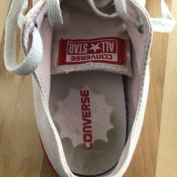 CONVERSE all star sneakers size US4.5 cream beige white red shoes youth unisex - Picture 3 of 13